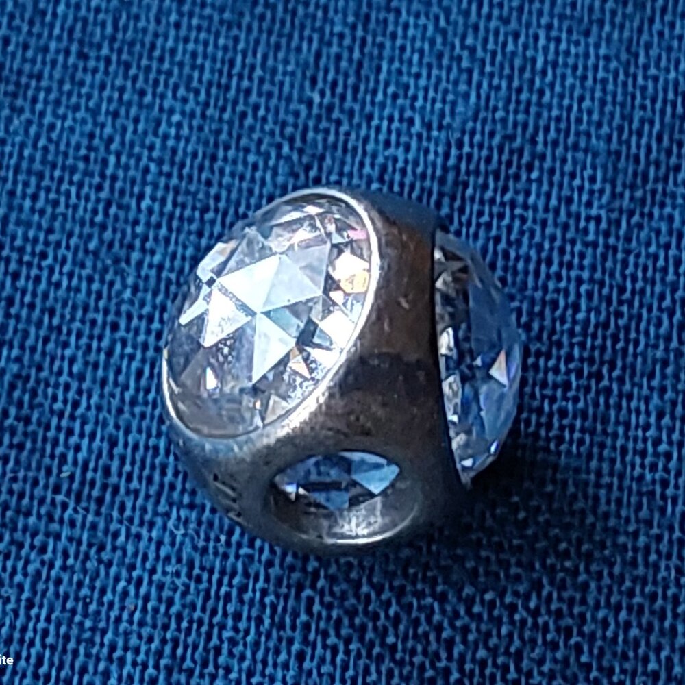 Authentic Pandora sterling and large clear crystal charm